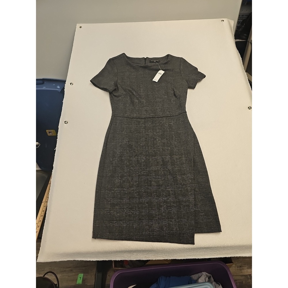 Banana Republic Glen Check Plaid Short Sleeve Sheath Dress Preppy Academia 6